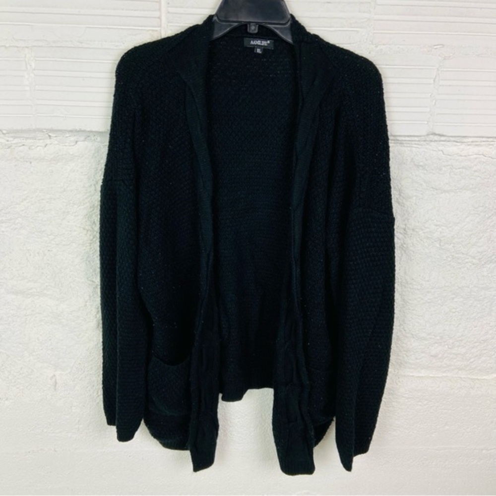 AAMlife Black comfy cozy knit Open-Front Cardigan sweater size XL